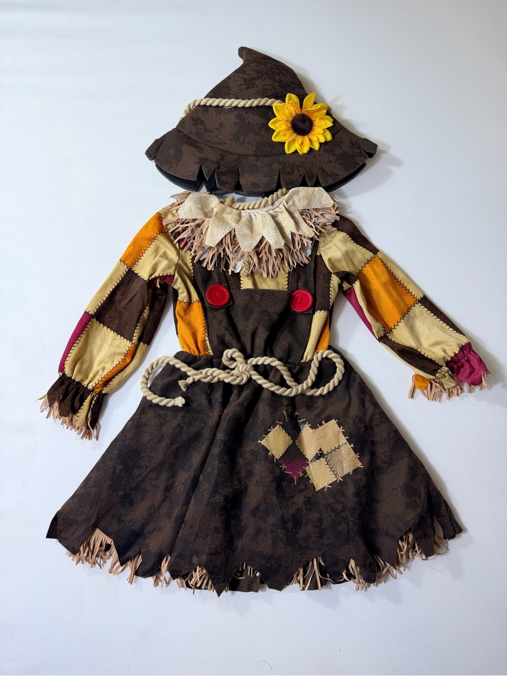 Spirit Brown & Yellow Sunflower Scarecrow Costume for Kids Size 3T-4T